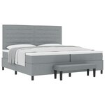 vidaXL Lit Box Spring avec matelas et banc gris clair 200x200 cm tissu