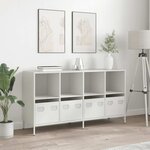 vidaXL Buffet blanc 135x39x73 5 cm acier laminé à froid