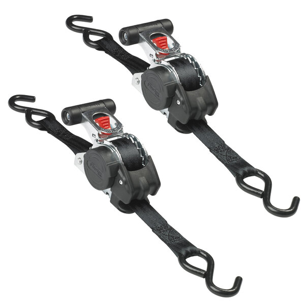 Sangle d'Arrimage avec Crochets et Cliquet Rétractable  Noir  3m x 25mm Sangle  Pack de 2