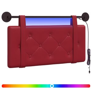 vidaXL Tête de lit suspendue Avec lumière LED Bordeaux Simili cuir