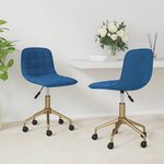 vidaXL Chaises pivotantes à manger lot de 2 bleu velours