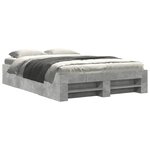 vidaXL Cadre de lit sans matelas gris béton 135x190 cm bois ingénierie