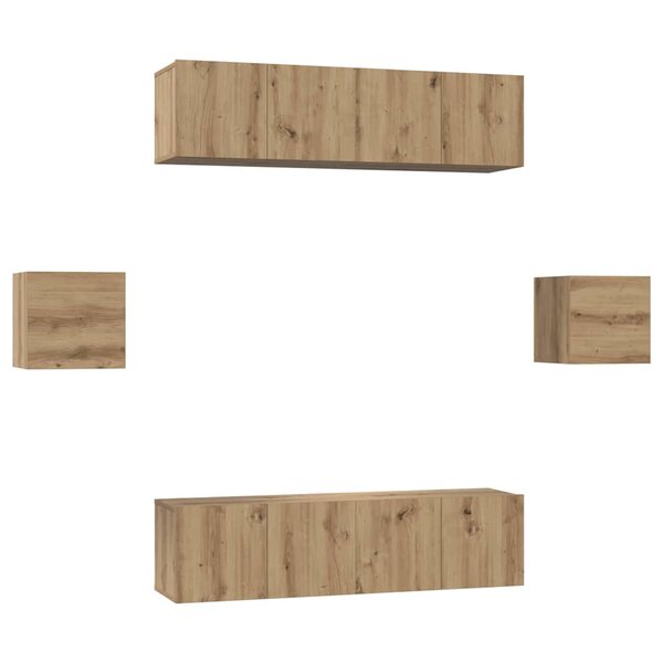 vidaXL Ensemble meuble TV 6 Pièces Chêne artisanal Bois d'ingénierie