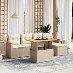 vidaXL Salon de jardin avec coussins 6 Pièces beige résine tressée