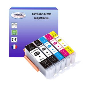 5 Cartouches compatibles avec Canon Pixma MG6300, MG6350, MG6400, MG6450, MG6600, MG6650, MG7100 remplace Canon PGI-550, CLI-551 XL  - T3AZUR