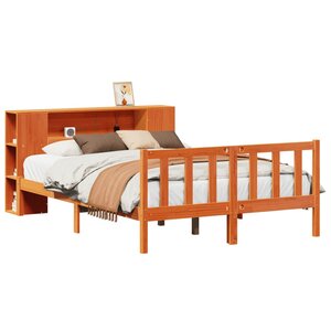 vidaXL Lit bibliothèque sans matelas cire marron 140x200 cm pin massif