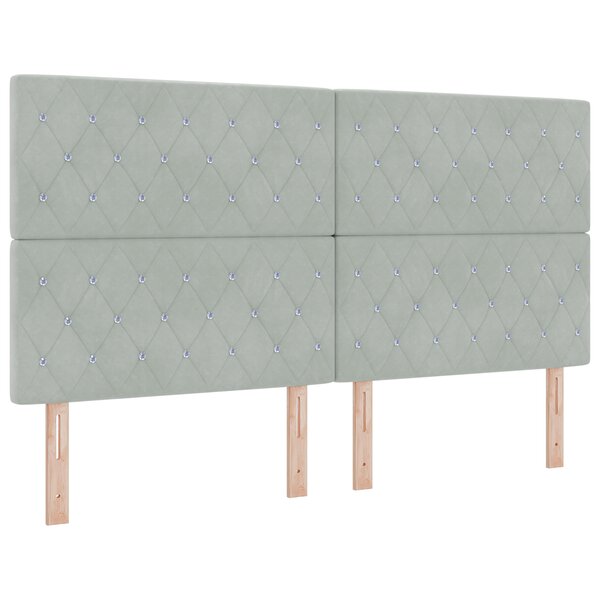 vidaXL Tête de Lit LED Gris Clair 90 cm Velours