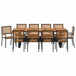 vidaXL Ensemble de salle à manger pour jardin 11 Pièces Noir