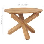 vidaXL Table à dîner de jardin Ø110x75 cm Bois de teck massif