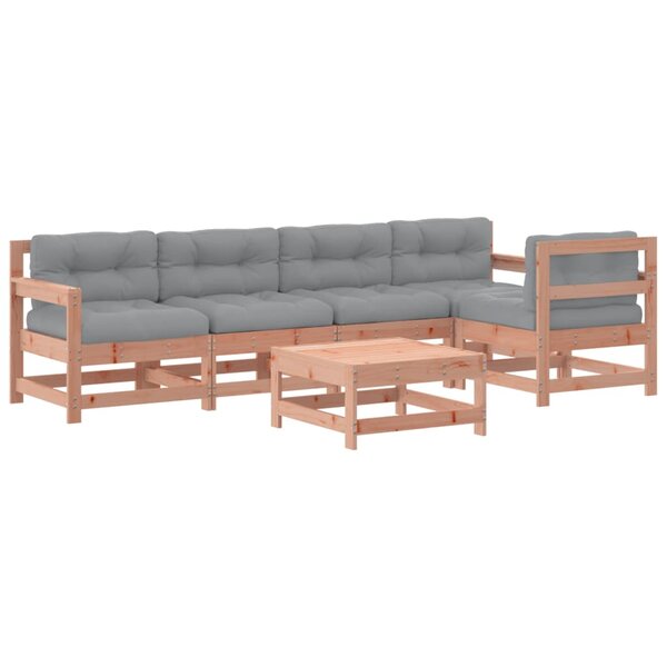 vidaXL Salon de jardin 6 Pièces avec coussins bois massif Douglas