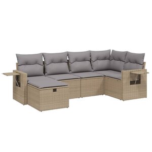 vidaXL Salon de jardin avec coussins 6Pièces mélange beige résine tressée