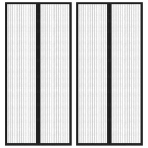 vidaXL Rideaux de porte anti-insectes 2 Pièces avec aimants noir 210x90cm