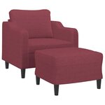 vidaXL Fauteuil avec repose-pied Rouge bordeaux 60 cm Tissu