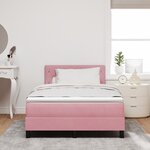 Lit coffre vidaXL avec matelas rose petit double velours