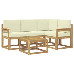 vidaXL Ensemble de canapés d'extérieur 5 Pièces Blanc et crème