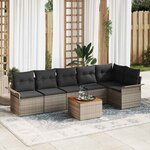 Set de Canapé de Jardin vidaXL 7 Pièces avec Coussins en Gris Rattan Acacia