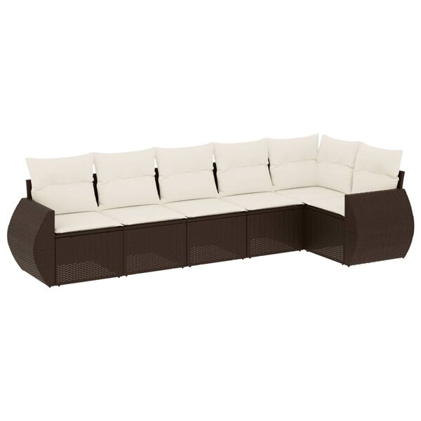 vidaXL Salon de jardin avec coussins 6 Pièces marron résine tressée