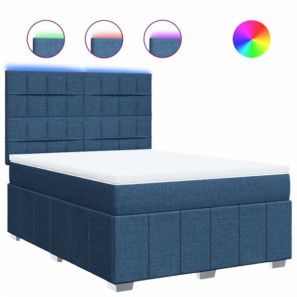 vidaXL Sommier à lattes de lit avec matelas Bleu 140x190 cm Tissu
