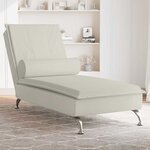 vidaXL Chaise longue de massage avec traversin crème velours
