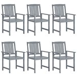 vidaXL Chaises de jardin avec coussins 6 Pièces Bois d'acacia massif Gris