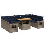 vidaXL Salon de jardin 10 Pièces avec coussins gris résine tressée