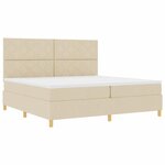vidaXL Lit à ressort LED avec matelas Crème 200 x 200 cm tissu