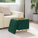 vidaXL Pouf de rangement Vert foncé 40 x 40 x 45 cm Velours