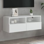 vidaXL Meuble TV mural blanc 80x30x30 cm bois d'ingénierie