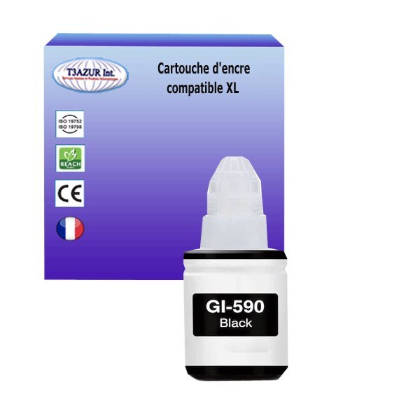 Cartouche compatible avec Canon Pixma G3500, G3501, G3510, G4500, G4510, G4511 remplace Canon GI-590 Noire  - T3AZUR