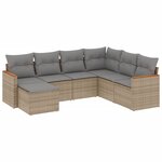 vidaXL Salon de jardin avec coussins 7Pièces mélange beige résine tressée