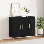 vidaXL Buffet Chêne noir 90 x 34 x 80 cm Bois d'ingénierie
