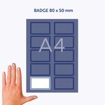 Boite de 200 badges adhésifs 50 x 80 mm Tissu Blanc Liseré bleu AVERY