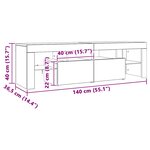 vidaXL Meuble TV avec lumières LED Chêne fumé 140x36 5x40 cm