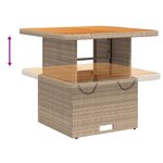 vidaXL Table de jardin beige 80x80x71 cm résine tressée et bois acacia