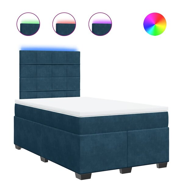 vidaXL Sommier à lattes de lit et matelas bleu 120x200 cm velours