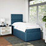 vidaXL Sommier à lattes de lit avec matelas bleu 90x190 cm velours