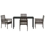 vidaXL Ensemble de salle à manger de jardin 5 pièces avec coussins marron en poly rattan