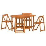 vidaXL Table de Jardin 5 Pièces Marron Bois d'Acacia Massif