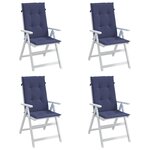 vidaXL Coussins de chaise à dossier haut lot de 4 bleu marine tissu