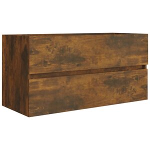 vidaXL Armoire de lavabo Chêne fumé 90x38 5x45 cm Bois d'ingénierie