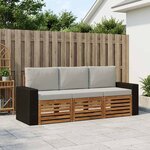 vidaXL Ensembles de canapés avec coussin 3 Pièces Bois d'Acacia Massif