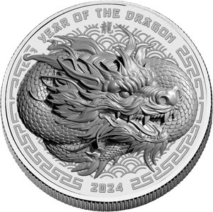 Pièce de monnaie en Argent 2 Dollars g 31.1 (1 oz) Millésime 2024 Lunar Series Fiji DRAGON LUNAR YEAR