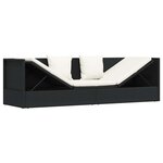 vidaXL Lit de jardin avec coussin et oreillers Résine tressée Noir