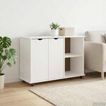 vidaXL Cabinet roulant Blanc 100 x 39 x 65 5 cm Bois de Pin Massif