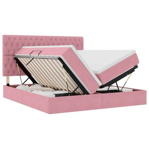 vidaXL Lit de Rangement avec matelas Rose 200 x 200 cm Velours