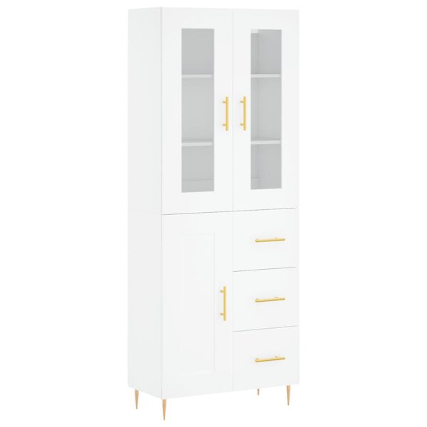 vidaXL Buffet haut Blanc 69 5x34x180 cm Bois d'ingénierie