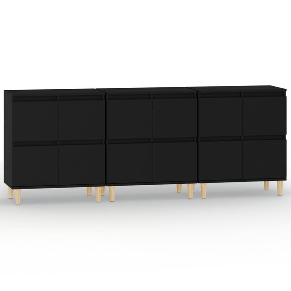 vidaXL Buffets 3 Pièces noir 60x35x70 cm bois d'ingénierie