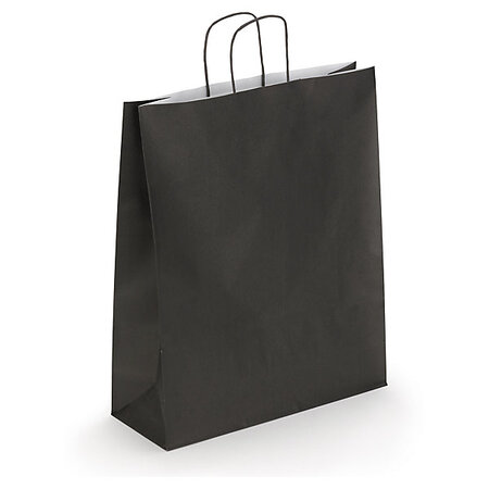 Sac kraft lisse noir à poignées torsadées raja 32 x 40 x 12 cm (lot de 50)