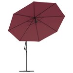 vidaXL Parasol déporté avec lumières LED Rouge bordeaux 350 cm