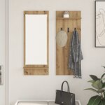 vidaXL Porte-manteau mural avec étagère avec stockage avec miroir Chêne artisan 70 x 10 x 90 cm